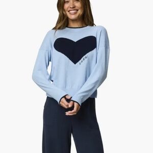 Splendid Sky Blue Sweater with Navy Heart